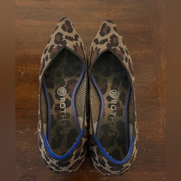 Rothy's Leopard Print Flats with Blue Trim - Picture 2 of 7